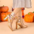 thumbnail image 3 of Unique Bargains Women's Pointed Toe Snake Print Chunky Heel Ankle Boots, 3 of 7