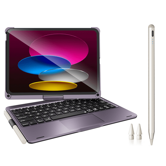 Pekarejue Wireless Keyboard Case with Trackpad Stylus Pen Compatible with Apple iPad 11th (A16) 2025 & iPad 10th Generation 2022 (10.9-inch), Purple