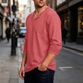 thumbnail image 2 of OGLCCG Men's and Big Men's Long Sleeve Shirts Casual V-Neck Athletic T Shirts Solid Color Basic Stretch Tee Shirts M-5XL, 2 of 5