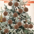 thumbnail image 5 of 15 Pcs Velvet Christmas Ball Ornaments, 4 Inch Dusty Brown Flocked Christmas Tree Balls, Decorative Hanging Ornaments for Xmas Tree, Wreath, Garland or Wedding Holiday Party Decoration, 5 of 8