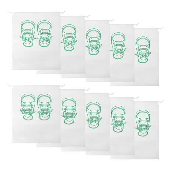Unique Bargains 10 Pcs Sneakers Pattern Dustproof Shoe Dust Bag Shoes Storage Bag Travel Drawstring Storage Bag White