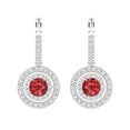 thumbnail image 3 of White Solid Solid Gold Halo Stud Everyday Dainty Earrings - 1.79 Ct Brilliant Round Cut Drop Dangle Natural Garnet 14K, Everyday Dainty Earrings Lever Back, 3 of 7