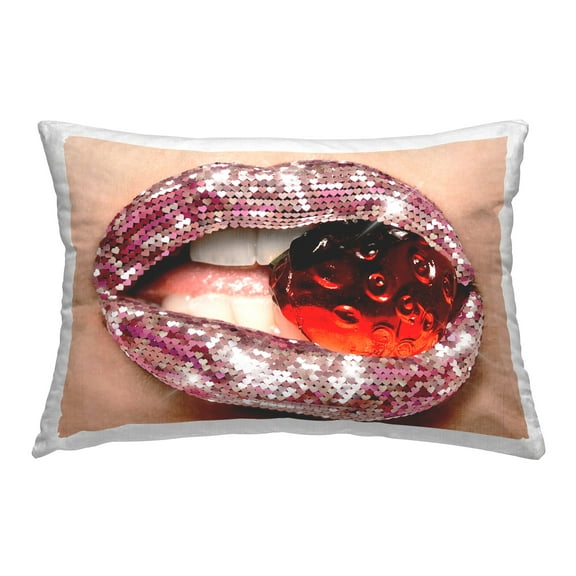 Stupell Industries Glitzy Sequin Lips Decorative Printed Throw Pillow Design by Ziwei Li