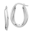 thumbnail image 1 of 925 Sterling Silver Polished Rhodium Plated Oval Hollow Hoop Earrings; for Adults and Teens; for Women and Men, 1 of 3