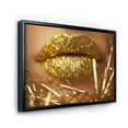 thumbnail image 3 of Golden Female Lips 32 in x 24 in Framed Photography Canvas Art Print, by Designart, 3 of 5