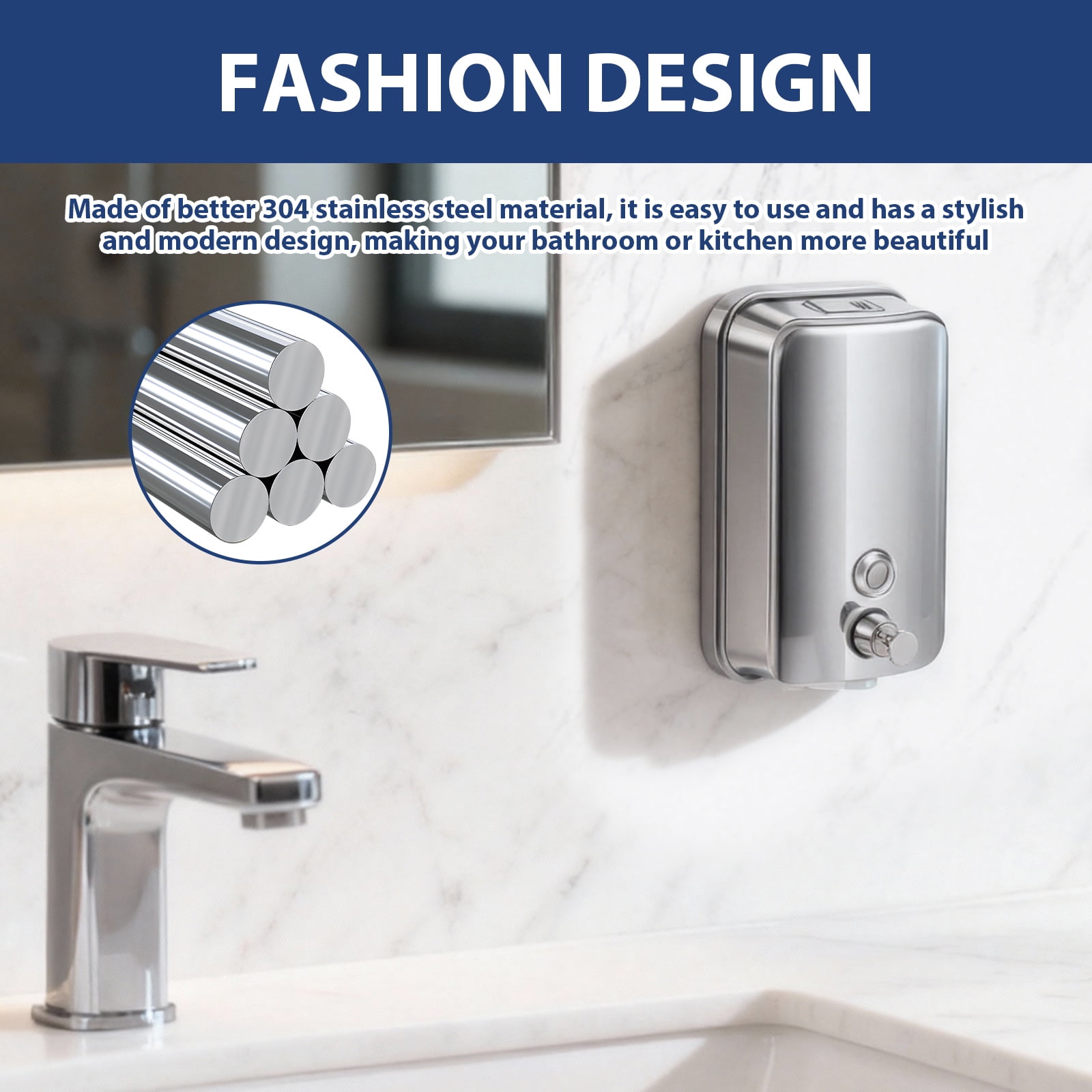 Threns 4Pcs Commercial Soap Dispenser Wall Mount Stainless Steel Manual Liquid Pump Rust-Proof Leak Free for Bathroom,33.8 oz