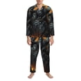 thumbnail image 3 of Lsque Full Moon Black Dragon Pattern Long Sleeve Pajama Set for Men - Soft 2-Piece Sleepwear and Loungewear Set with Pockets, Comfy Nightwear-XX-Large, 3 of 7