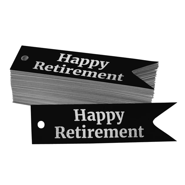 Inkdotpot Silver Foil Paper Hang Tags Happy Retirement Favor Tags 50 Pieces