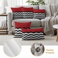 thumbnail image 6 of Black White Chevron Outdoor Waterproof Pillow Covers, Geometric Red Sea Wavy Striped Decorative Square Throw Pillowcase Sofa Cushion Sham for Patio/Couch/Chair, 18"x18" 2 Pack, 6 of 8
