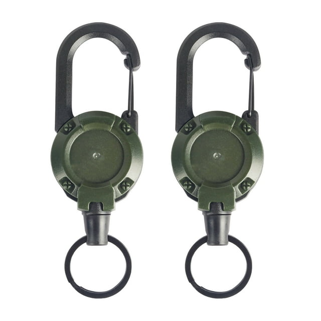 Visland 2 Pcs Porte-Clés Rétractable Robuste Porte-Badge Multi Outil Mousqueton Clip Clés Badges Enrouleur Tactique d'Identité avec Cordon Rétractable