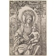 thumbnail image 2 of Hans Burgkmair The Elder 14x18 Black Ornate Wood Framed Double Matted Museum Art Print Titled - Maria with Child in the Wine Arbor (1507-09), 2 of 5
