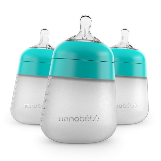 Biberón de Silicón Nanobebé Verde 270 ml 3 Pack