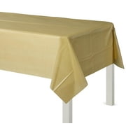 Amscan Go Brightly Solid Plastic Table Cover, Rectangular, 54" x 108", Gold