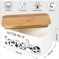 thumbnail image 3 of Farmhouse ceramic butter tray with lid - butter box, large capacity, can hold 2 butter sticks, natural bamboo and heat-treated porcelain (butter, large size), 3 of 7