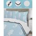 thumbnail image 4 of Quilts Twin Size Bedding Set, Ocean Seahorse Lightweight Quilted Comforter, Summer Nautical Coastal Textured Sky Blue Soft Reversible Bedspread Coverlet with Pillow Covers for All Season, 68" x 86", 4 of 7