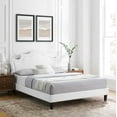 thumbnail image 2 of Platform Bed Frame, King Size, White, Velvet, Mid Century French Bedroom, Modern Contemporary Boutique HB35480, 2 of 12