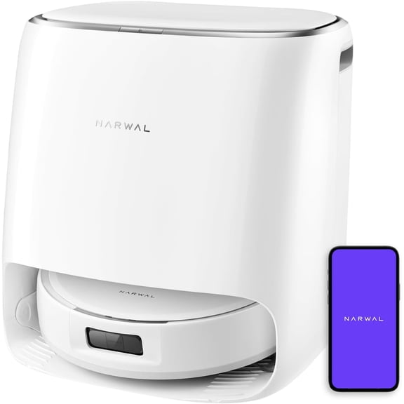 Restored NARWAL Freo Pro Robot Vacuum and Mop Combo, Tangle Free Robot Mop, 8500Pa Powerful Suction, Self-Emptying, Auto Mop Washing, Auto Drying, Obstacle Avoidance