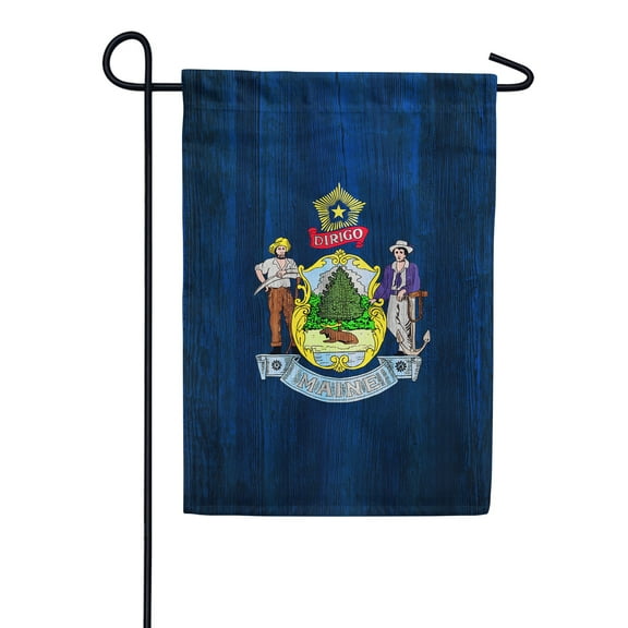America Forever Maine State Flag 12.5 x 18 Inch Double Sided Outdoor Yard Decorative USA Vintage Wood State of Maine Garden Flag, Made in the USA
