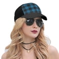 thumbnail image 5 of Naloa Blue Black Plaid Adult adjustable Print Baseball Hat, Patchwork curved brim baseball capfor Men and Women, One Size, 5 of 5