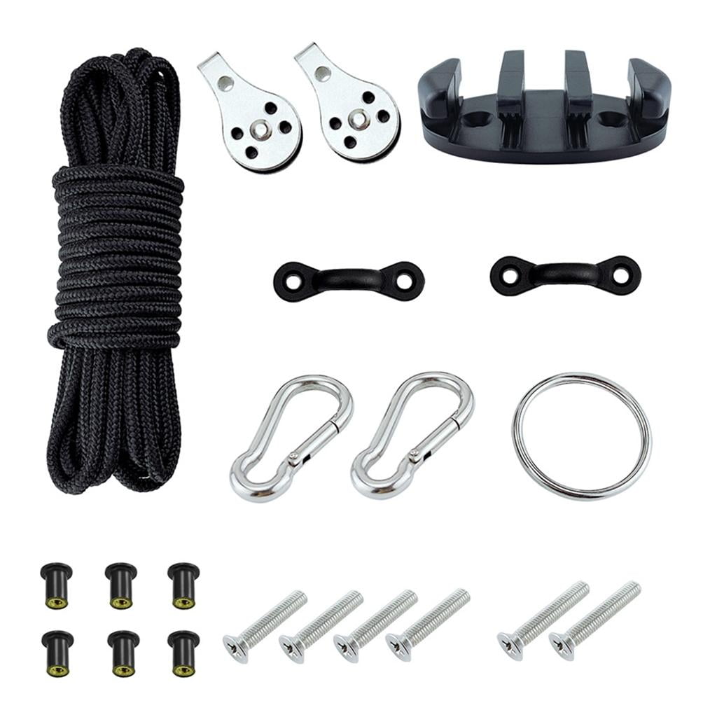 harayaa 2Set Kayaks Anchor Trolley Kit (Well Nut) with 30ft Rope Kayak Fishing Accessory