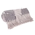 thumbnail image 5 of 50" X 60" Gray Woven Cotton Striped Throw Blanket with Tassels and Embroidery, 5 of 9