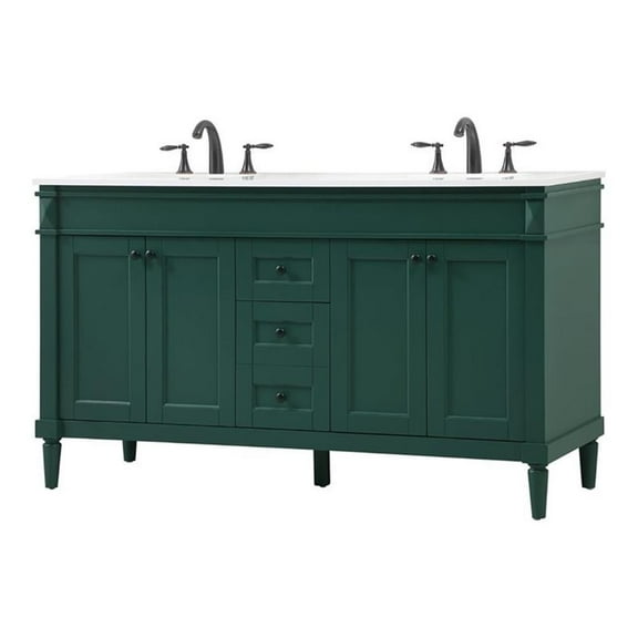Elegant Decor Bennett 60" Aluminum MDF Single Bathroom Vanity in Green
