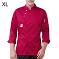 thumbnail image 2 of Botones de la chef de la chef de la manga larga del invierno del invierno con los bolsillos delanteros camisas para los trajes profesionales de los hombres para el restaurante Red XL seitruly LF000332-21, 2 of 6