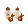 thumbnail image 3 of Cjfdfy Newborn Baby Boy Girl Thanksgiving Turkey Outfit Romper My 1St Thanksgiving Short Sleeve Bodysuit Fuzzy Overalls Suspender Shorts And Hat Set Infant Cute Holiday Photography Outfit, 3 of 10