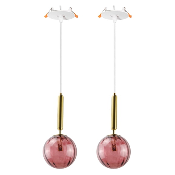 Kiven Recessed Ceiling Light, 2-Light Modern Style Recessed Downlight with Glass Lampshade, Adjustable Pendant Lighting for Bedroom Kitchen Island Home