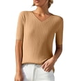 thumbnail image 2 of NMMUED Women Short Sleeve Sweater Basic Sweaters for Women Undershirts for Women Pull Over Sweaters Womens Fitted Sweaters for Women Tunic Sweaters for Women Pullover Sweaters for Women Gold XL, 2 of 4