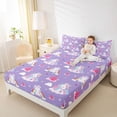 thumbnail image 3 of Metsweet Cartoon Unicorn Queen Sheets 4 Pieces, Princess Castle Rainbow Queen Sheet Sets,1 Fitted Sheet, 1 Flat Sheet and 2 Pillowcases, 3 of 5
