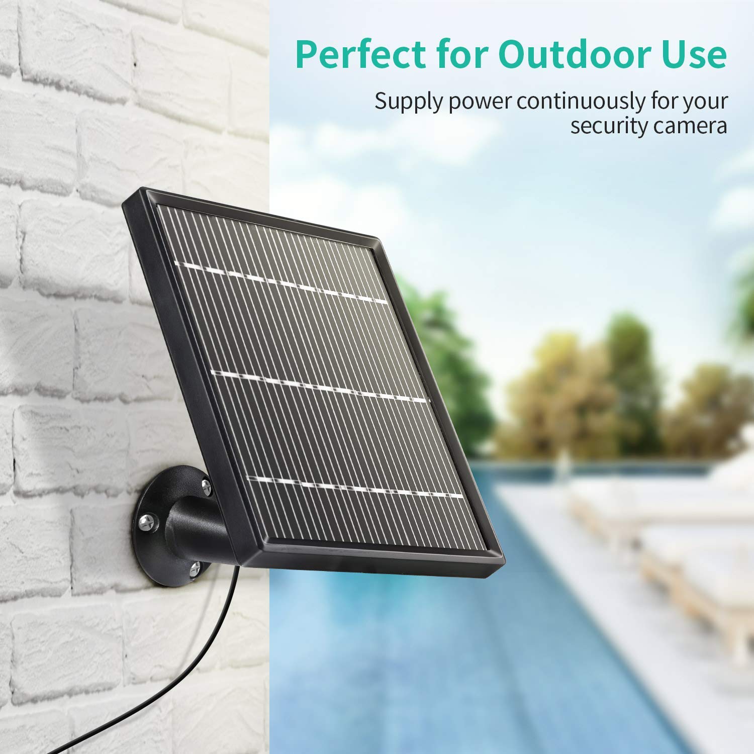 HeimVision SE01 Solar Panel Compatible with HeimVision HMD2 Security Camera, Waterproof 3.2W/ 5.5V Solar Panel with 13ft/ 4m USB Cable, Support Continuously Supply Power for Security Camera - image 4 of 6