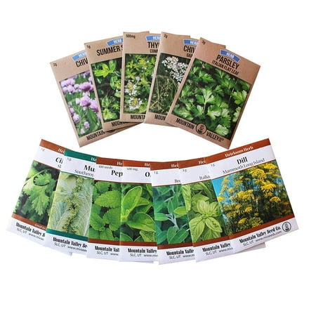 Assortment of 12 Culinary Herb Seeds - Grow Cooking Herbs- Parsley, Thyme, Cilantro, Basil, Dill, Oregano, Sage,