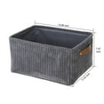 thumbnail image 3 of Mainstays Grey Corduroy Decorative Storage Basket with Leather Handles, 3 of 15
