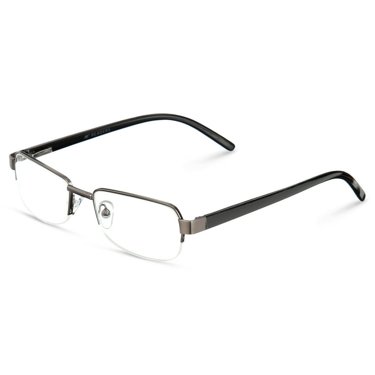 M Readers Men's Linden Rectangle Reading Glasses with Case