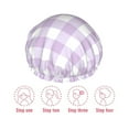 thumbnail image 3 of Gaeub Purple Checkboard Shower Caps for Women Men,Double Waterproof Layers Bathing Hat,Elastic and Reusable Bath Caps, 3 of 7