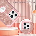 thumbnail image 3 of Casetego for iPhone 15 Pro Max Case,Fashion Glitter Sparkly Bling 3 in 1 Rugged Shockproof Heavy Duty Hybrid Sturdy High Impact Protective Cover for Women Girls,Shiny Rose Gold, 3 of 7