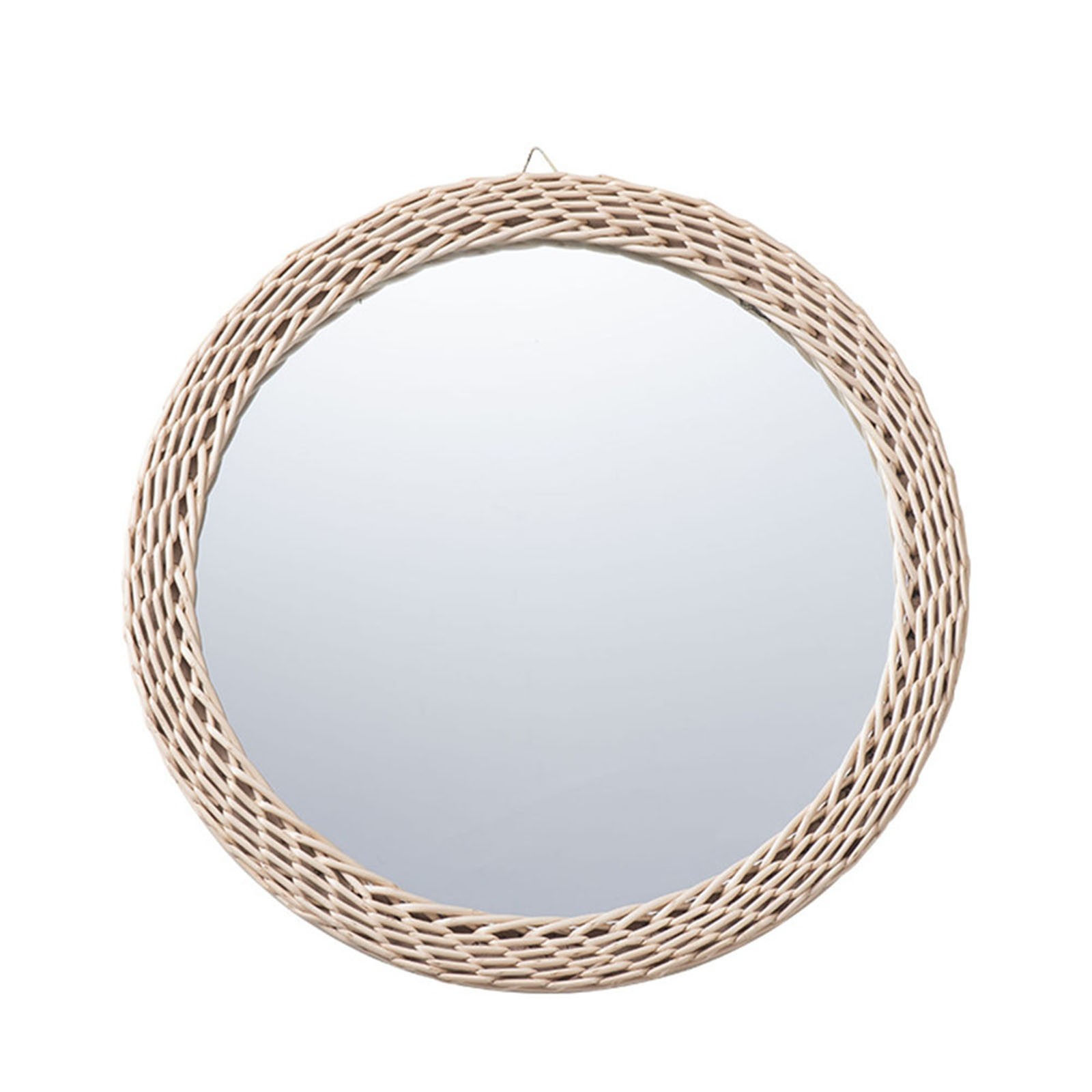 SUNFEX 13Inches Round Hanging Wall Mirror,Decorative Rattan Circle Wall