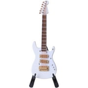 SurrmeMini Guitar Model Electric Guitar Movable Headstock Musical Instrument Miniature Reproduction Dollhouse Model Birthday Home Decoration (White)