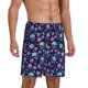thumbnail image 2 of Balery purple Skull flower Pantalones cortos de pijama de punto de algodón para hombre con cinturilla y bolsillos-X-Large, 2 of 6
