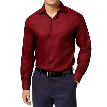 Alfani Dress Shirts - Alfani Burgundy Mens Large Pocket Long-Sleeve ...