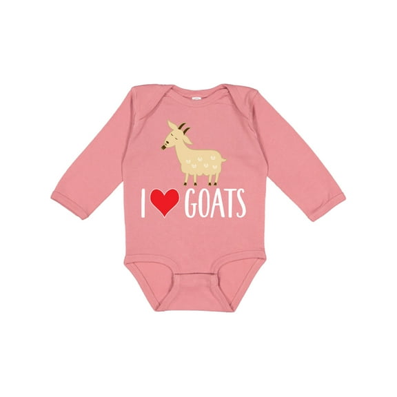 Inktastic Goat Cute I Love Goats Farm Animal Boys or Girls Long Sleeve Baby Bodysuit