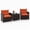 Orange, variant on Hommoo 3 PCS Rattan Patio Furniture Set, Outdoor Brown Wicker Conversation Set with Glass Tabletop & Gray Cushion