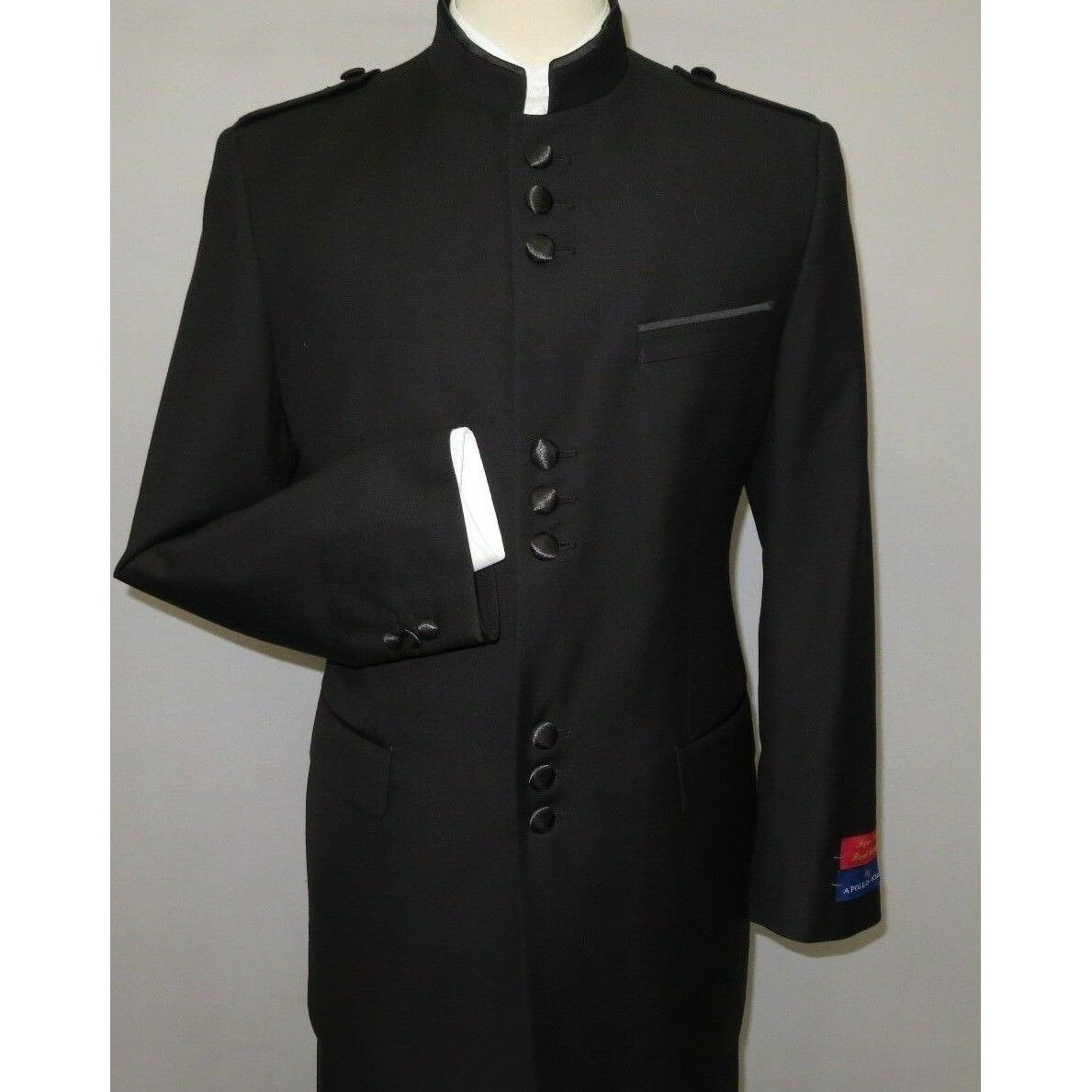 Mens Apollo King Banded Collarless suit Chinese Mandarin Wide leg AG91