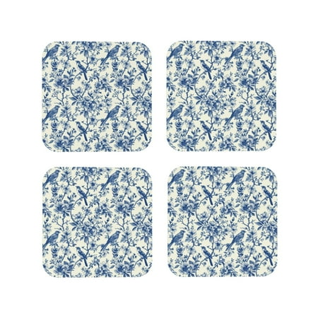 

Tideii Vintage Floral Birds for Leather Coasters 4 Pieces Anti-fouling and Anti-scalding Decorative Coasters Suitable for Restaurants Kitchens Coffee Shops-Square