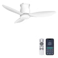 thumbnail image 2 of Ohniyou 42" Flush Mount Ceiling Fan with Light and Remote,3 Colors Dimmable Quiet DC Motor Low Profile Ceiling Fans for Bedroom Kitchen Outdoor Patio, White, 2 of 10