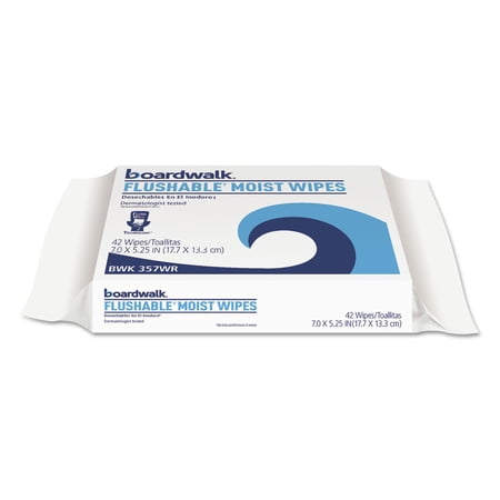 42-Piece/Pack 7 in. x 5-1/4 in. Flushable Moist Wipes Refill - Floral Scent