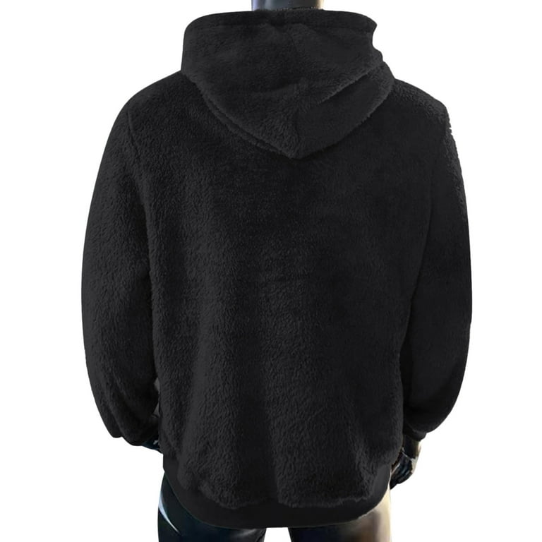 Leey-world Full Zipper Hoodies for Men Men's Zip Up Hoodie Heavyweight Fleece Lined Jacket Wool Warm Thick Winter Coat Sweatshirt Black,L, Adult