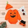 thumbnail image 2 of Generic Pumpkin Halloween Boys Baby Romper Outfits Girls Bodysuit Boys Romper&Jumpsuit Autumn Winter Clothes for Christmas Holiday Party Halloween（9-12 Months Orange）, 2 of 9
