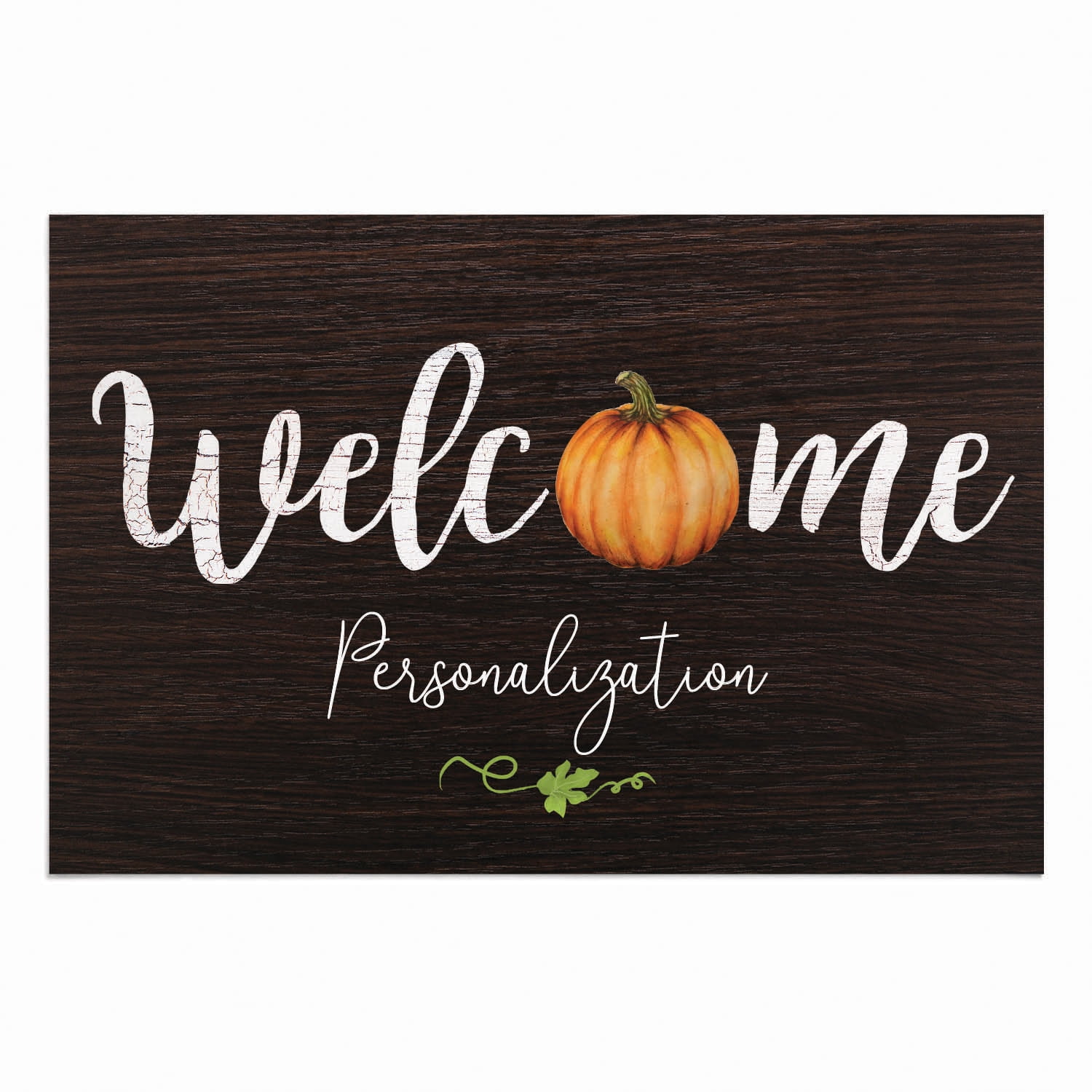 Personalized Planet 27x18 Pumpkin Welcome Doormat with Custom Family Name Printed on Black Rectangular 1/8” Thick Non Slip Mat for Kitchen Hallway Deck or Porch
